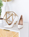 Tina Nubuck Pointed Toe Heels - White