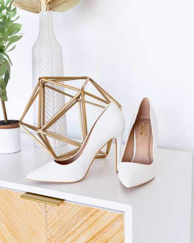Tina Nubuck Pointed Toe Heels - White