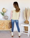 Kimberly Color Block Pocketed Denim Jacket - Cream Multi