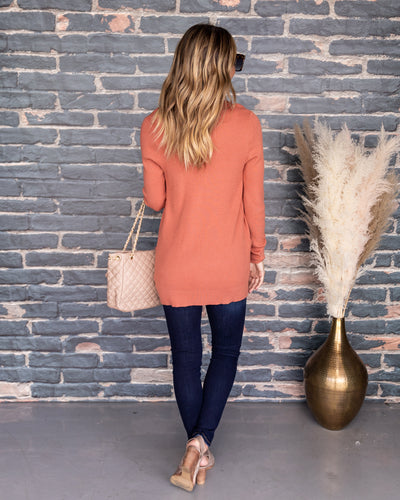 Marybeth Waffle Knit Pocketed Cardigan - Salmon