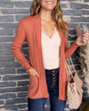 Marybeth Waffle Knit Pocketed Cardigan - Salmon