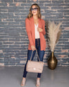 Marybeth Waffle Knit Pocketed Cardigan - Salmon