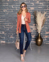 Marybeth Waffle Knit Pocketed Cardigan - Salmon