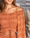 Brooklyn Ditsy Floral Smocked Crop Top - Rust