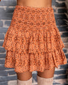 Brooklyn Ditsy Floral Smocked Skirt - Rust