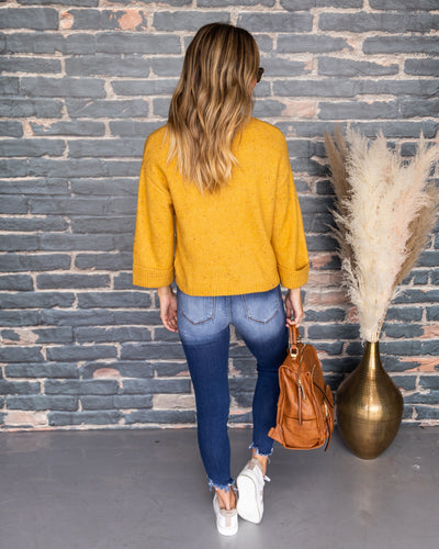 Florence Speckled Relaxed Sleeve Sweater - Mustard