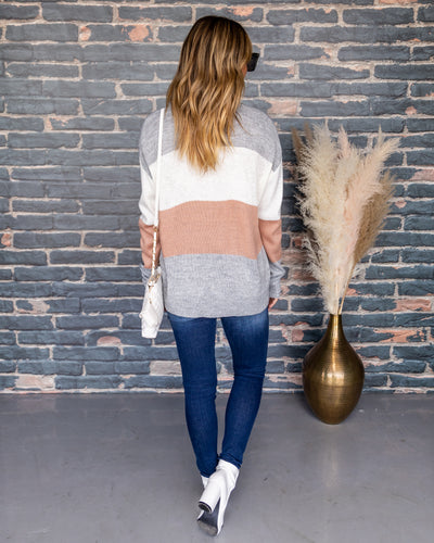 Tate Color Block Sweater - Grey