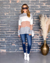 Tate Color Block Sweater - Grey