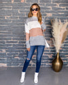 Tate Color Block Sweater - Grey