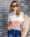 Tate Color Block Sweater - Grey