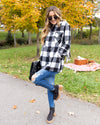 Maddie Buffalo Plaid Fringe Shacket - Black