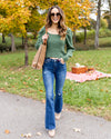 Angie Back Tie Ribbed Knit Sweater - Hunter Green