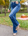 Lainie High Rise Distressed Flares - Medium Wash