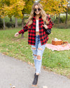 Ryder Plaid Pocketed Shacket - Red/Black