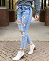 Rosalie High Rise Distressed Mom Jeans - Acid Wash