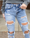 Rosalie High Rise Distressed Mom Jeans - Acid Wash