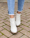 Hollie Snakeskin Booties - Ivory