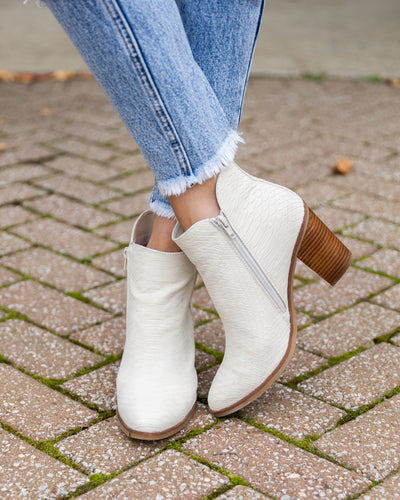 Hollie Snakeskin Booties - Ivory