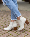 Hollie Snakeskin Booties - Ivory