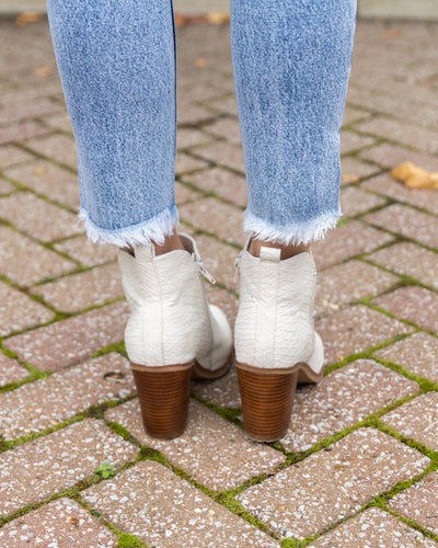 Hollie Snakeskin Booties - Ivory