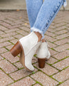 Hollie Snakeskin Booties - Ivory