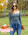 London Ribbed Knit Bodysuit - Teal