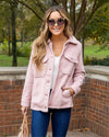 Ryann Button Down Pocketed Faux Fur Shacket Coat - Pink