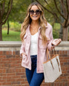 Ryann Button Down Pocketed Faux Fur Shacket Coat - Pink