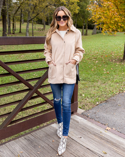 Marsha Button Down Collared Coat - Tan