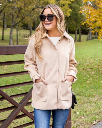 Marsha Button Down Collared Coat - Tan