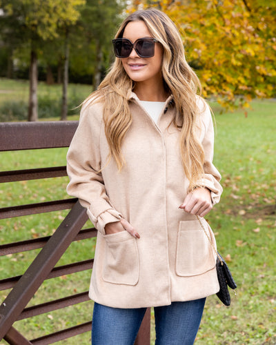 Marsha Button Down Collared Coat - Tan