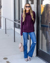 Mattie Cashmere Like Cable Knit Cowl Neck Sweater - Plum