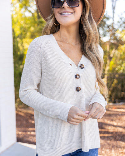 Catalina Button Down Sweater - Cream