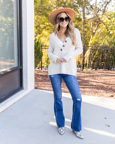 Catalina Button Down Sweater - Cream