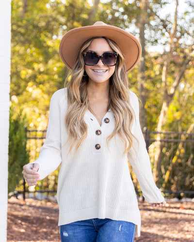 Catalina Button Down Sweater - Cream