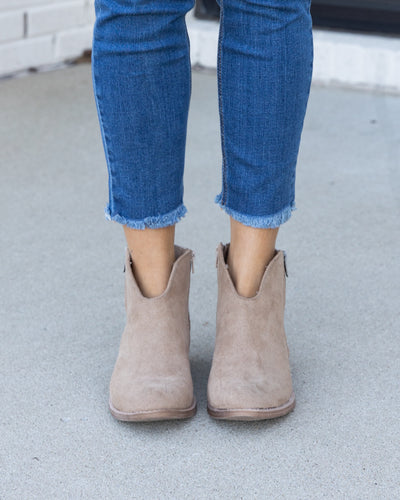 Olivia Zip Up Booties - Tan
