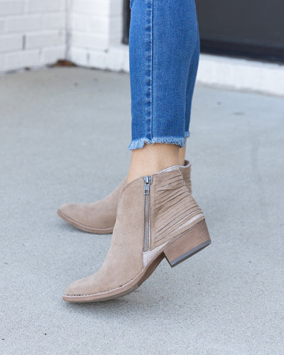 Olivia Zip Up Booties - Tan
