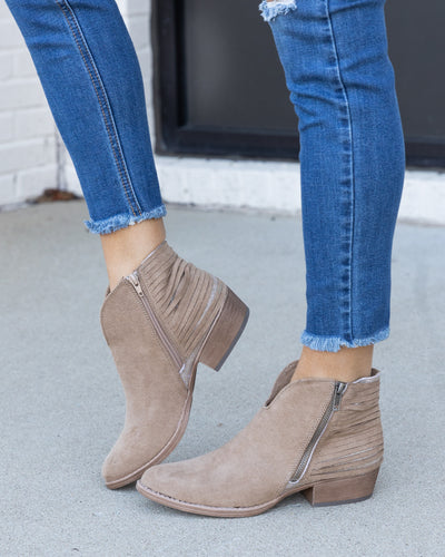 Olivia Zip Up Booties - Tan