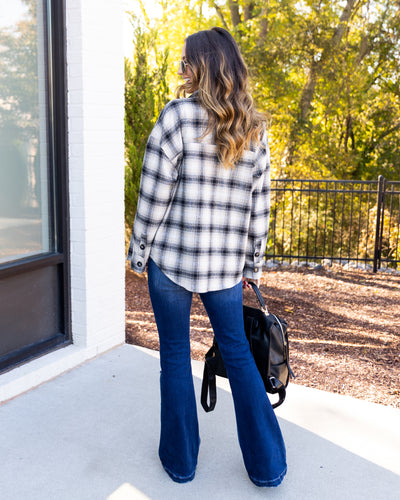 Arlette Button Down Plaid Shacket - Tan Multi