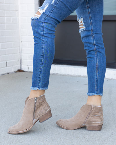 Olivia Zip Up Booties - Tan