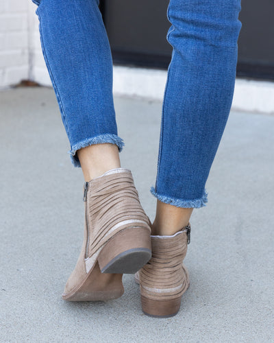 Olivia Zip Up Booties - Tan