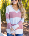 Viola V-Neck Color Block Sweater - Mauve Multi