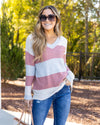 Viola V-Neck Color Block Sweater - Mauve Multi