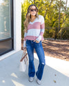 Viola V-Neck Color Block Sweater - Mauve Multi