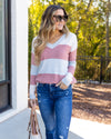 Viola V-Neck Color Block Sweater - Mauve Multi