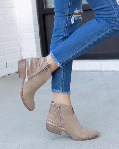 Olivia Zip Up Booties - Tan