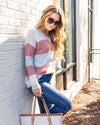 Viola V-Neck Color Block Sweater - Mauve Multi