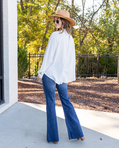 Emma Collared Button Down Top - Off White