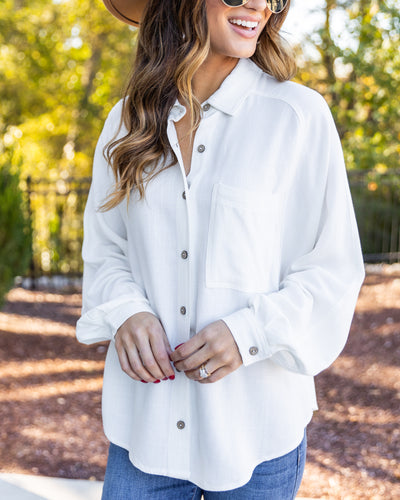 Emma Collared Button Down Top - Off White