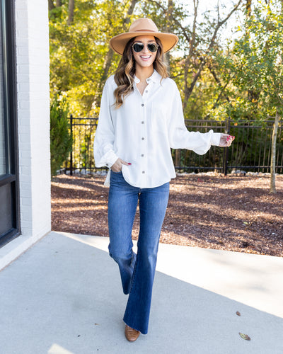 Emma Collared Button Down Top - Off White